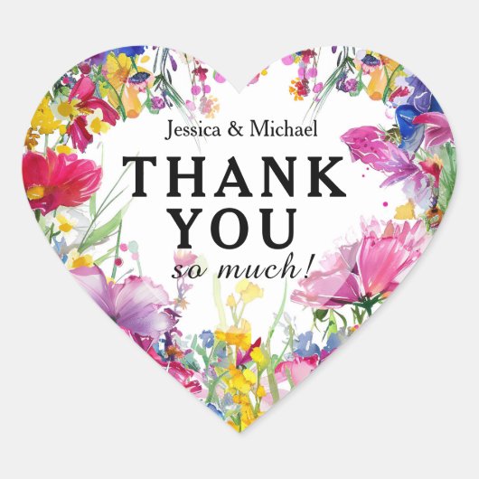 Heel erg bedankt! Meadow Blooms Bliss Hart Sticker (Voorkant)