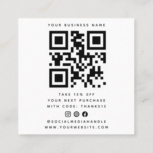 Heel erg bedankt voor je QR-code Vierkante Visitekaartje (Achterkant)