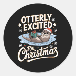 Heel erg benieuwd naar Christmas Otter Dierenvrien Ronde Sticker