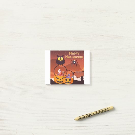 Heel fijn, gelukkig halloween ontwerp post-it® notes (Op bureau)