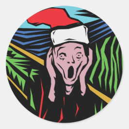 Heel grappig kerst ronde sticker