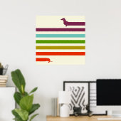 Heel lang Dachshund, kleurrijk | Husky Lover Poster (Thuiskantoor)