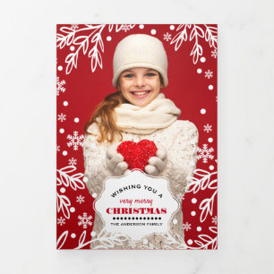 Heel prettig kerstfeest. Multi-Photo Tri-Fold Kaar Drieluik Aankondiging
