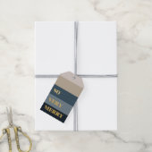 Heel prettige blauwe strepen kerst cadeaulabel (Met Touw)
