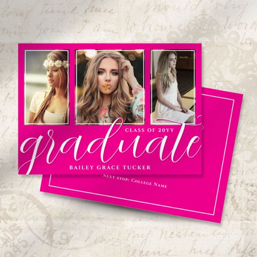 Heel Roze Afstudeerscript 3-Foto Afstuderen Aankondiging