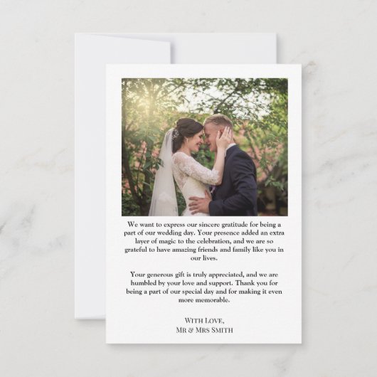 Heel simpele bruiloft foto Hartelijk dank Bedankkaart (Achterkant)