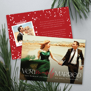 Heel vriendelijk getrouwd Mr & Mrs Modern Foto Wed Feestdagenkaart