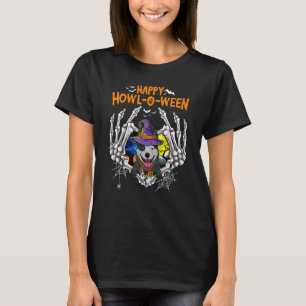 Heeler Skelet Hart Happy Howl O Ween Kostuum T-shirt