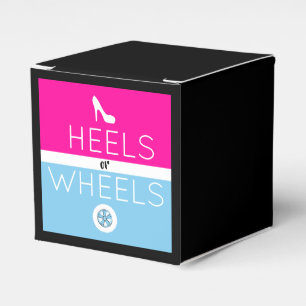 Heels of wielen Roze en Blauw geslacht onthullen Bedankdoosjes
