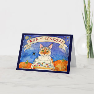 Heer de Halloween-Trick or treat-kaart van de Cat Kaart