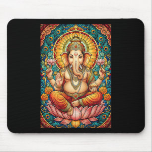Heer Ganesha Gebrandschilderd Glas Hindoe God Hind Muismat