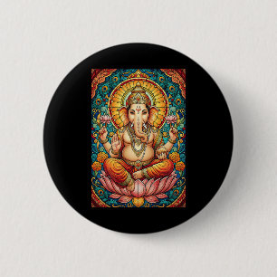 Heer Ganesha Gebrandschilderd Hl God Hinduïsme Ronde Button 5,7 Cm
