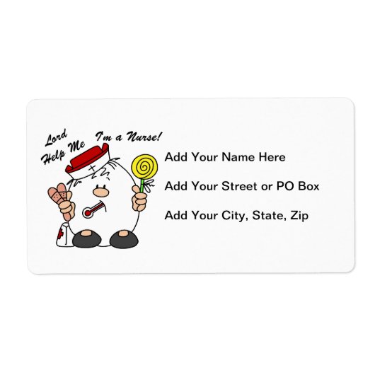 Heer help me Ik ben een verpleegster Etiket (Voorkant)