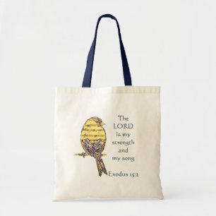 Heer is mijn Sterkte & Song Bijbel Schriftvogel Tote Bag