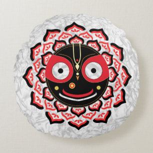 Heer Jagannath Gezicht Chakra Hindoe-deïteit Rond Kussen
