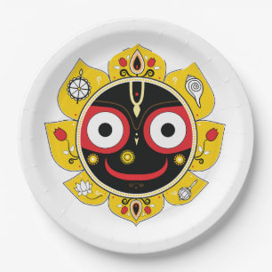 Heer Jagannath Gezicht Hindoegod Spiritualiteit Papieren Bordje