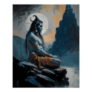 Heer shiva mediteren, housewarming, geschenk, idee perfect poster