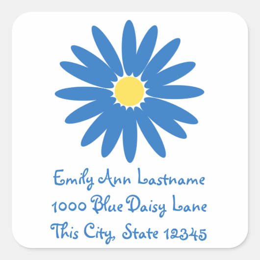 Heerlijk Blauw Daisy Vierkante Sticker (Voorkant)