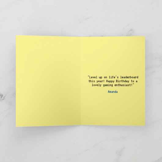 Heerlijk blauw & geel gamer controller verjaardag kaart (Binnen)