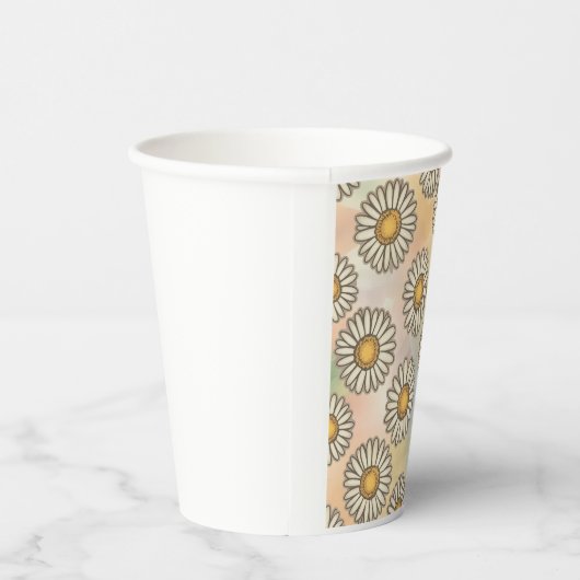 Heerlijk Daisy patroon op pastelachtergrond Papieren Bekers (Rechts)