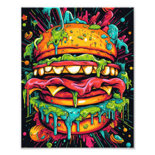 Heerlijk eng monster burger foto afdruk