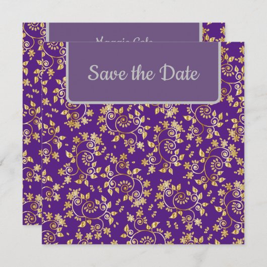 Heerlijk Goud Bloemen Save The Date (Voorkant / Achterkant)