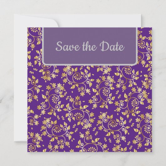 Heerlijk Goud Bloemen Save The Date (Voorkant)