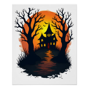 Heerlijk griezelig Halloween T-shirt met bos Perfect Poster