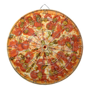 heerlijk heel pepperoni jalapeno pizza foto dartbord