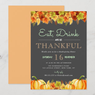 Heerlijk Herfst gebladerte Thanksgiving diner Kaart