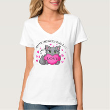 Heerlijk kat Happy Meowentine Dag Valentijn V-Nick