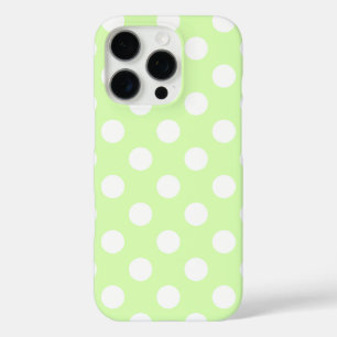 Heerlijk lichtgroen met grote witte stippen iPhone 16 pro hoesje