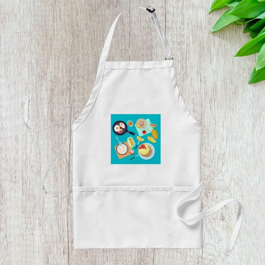 Heerlijk ontbijt pannenkoeken eieren koffie standaard schort