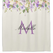 heerlijk paars monogram floral douche gordijn (Voorkant)