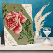 Heerlijk Roze Roos & Kant Plaque Fotoplaat (Zijkant)