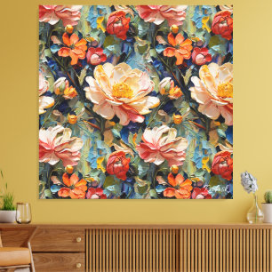 Heerlijk Sweet Taxtured Flowers en Rozen Canvas Afdruk