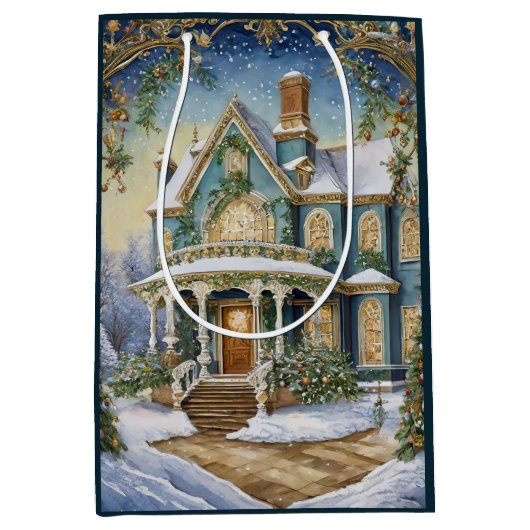 Heerlijk Victoriaans kerstfeest Medium Cadeauzakje (Voorkant)