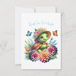 Heerlijke bloemenschildpad Zee bedankje Kaart