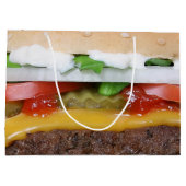 heerlijke cheeseburger met foto's op de foto large cadeautasje (Achterkant)
