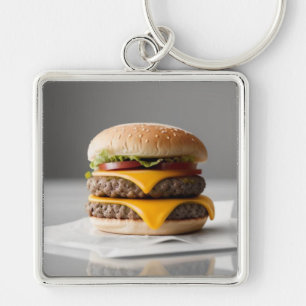 Heerlijke Cheeseburger op Weefsels Sleutelhanger