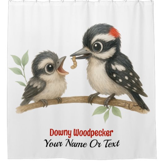 Heerlijke Downy Woodpecker Douchegordijn (Voorkant)