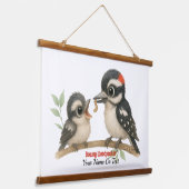 Heerlijke Downy Woodpecker Hangend Wandkleed (Gebogen)