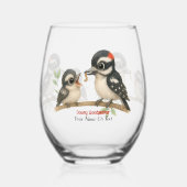 Heerlijke Downy Woodpecker Wijnglas Zonder Voet (Voorkant)
