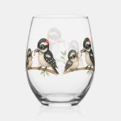 Heerlijke Downy Woodpecker Wijnglas Zonder Voet (Achterkant)