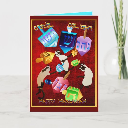 Heerlijke Dreidels-geletterde Kaart (Voorkant)