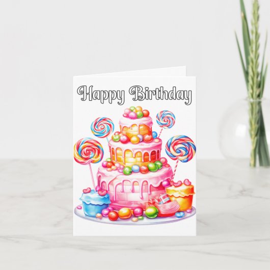 Heerlijke Happy Birthday Party Cake Kaart (Voorkant)