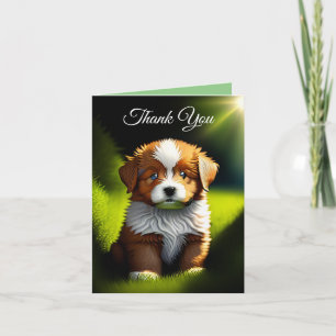 Heerlijke kleine bruine & witte puppy bedankkaart