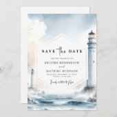 Heerlijke Oceanic Elegance Lighthouse bruiloft Save The Date (Voorkant / Achterkant)