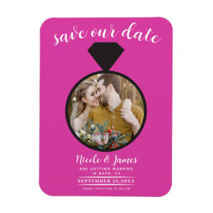 Heerlijke Roze Trouwring Foto Save the Date Magneet