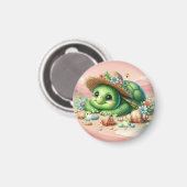 Heerlijke schildpad Basking op het strand Magneet (Voorkant / Achterkant)